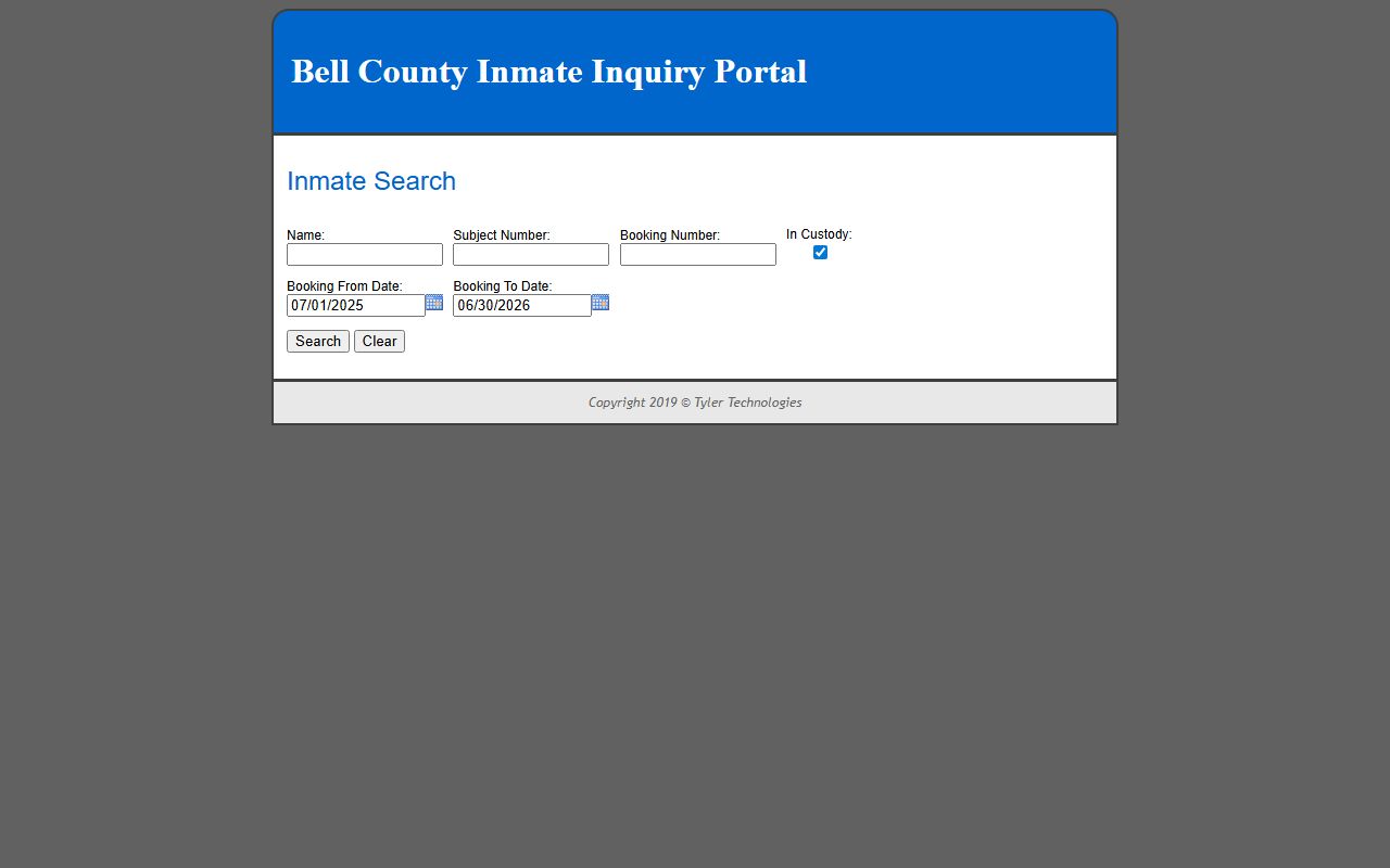 Bell County inmate population roster inquiry